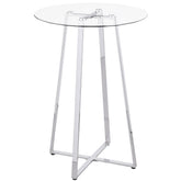 Best Furniture Outlet - Coaster - Zanella Round 30-inch Glass Top Bistro Bar Table Chrome - 100026